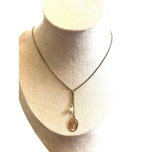 Vintage Avon Gold Pendant Necklace With Initial D & Pearl Charm